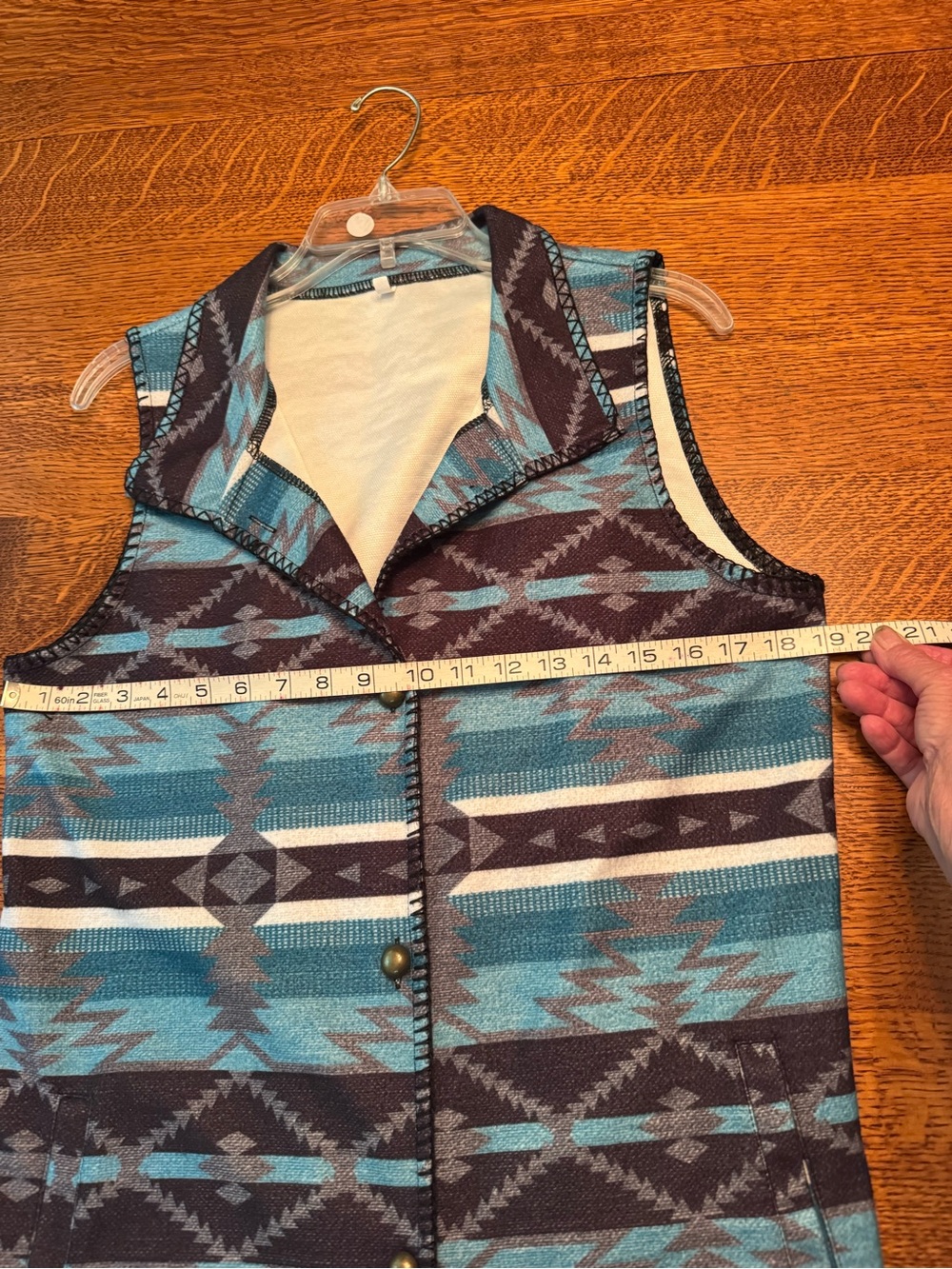 Turquoise Aztec-Pattern Button-Down Vest - Picture 12 of 13